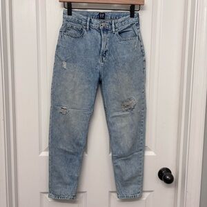 Light Wash Distressed Mom Jeans | Gap Denim Kids 12